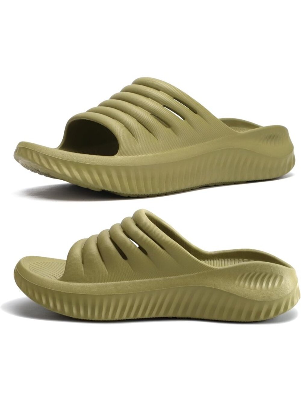 Women's Green Slide Rubber Plantar Fascistic Support,Ladies Toe Sport Sandals